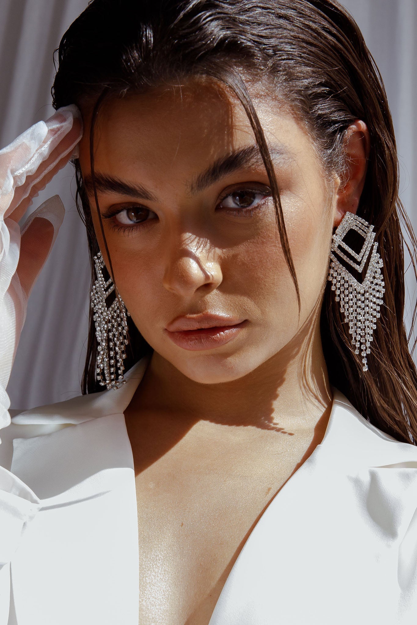 Kate Diamante Kite Drop Earrings Silver