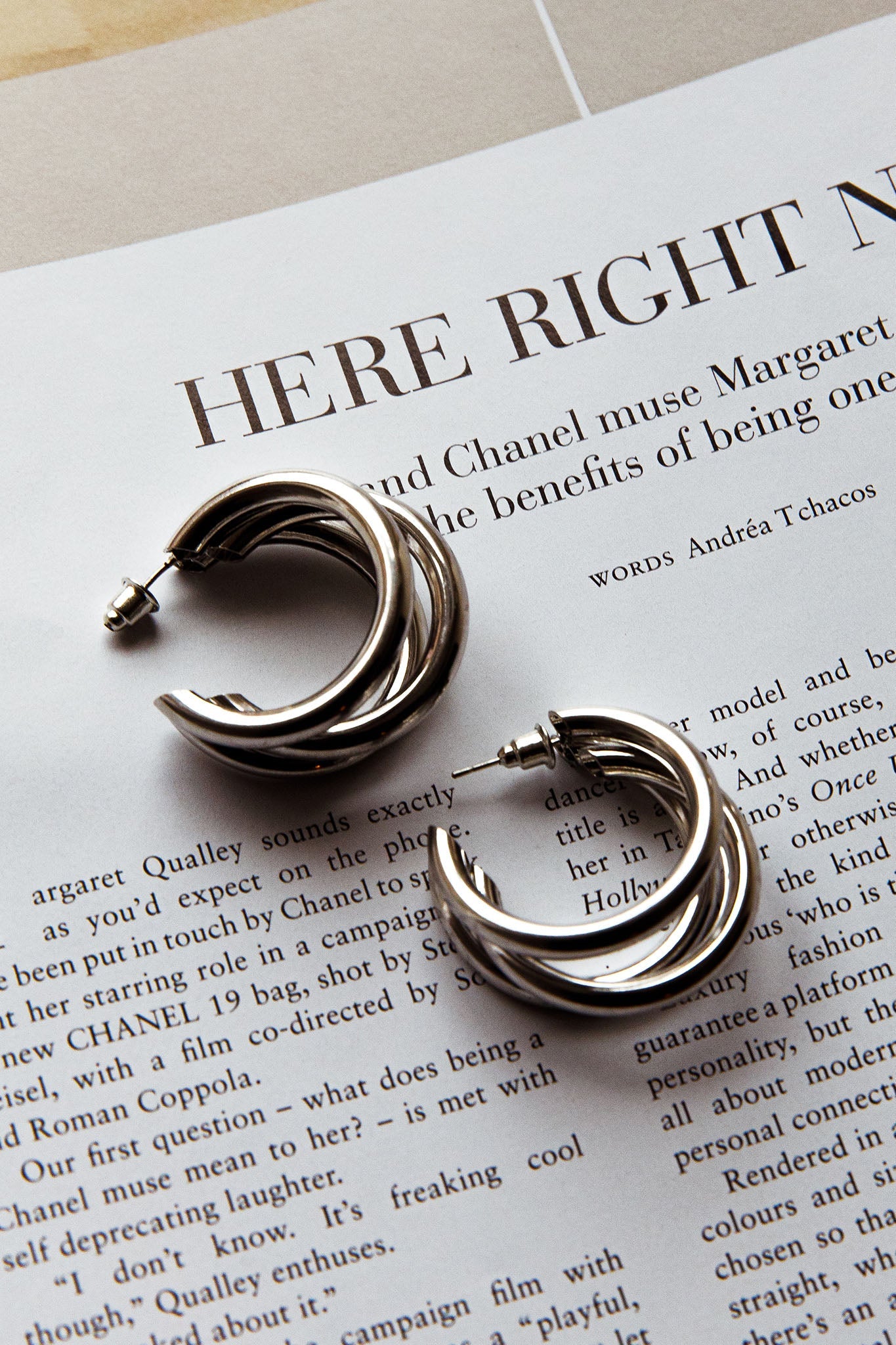 Dominique Triple Hoop Earrings Silver