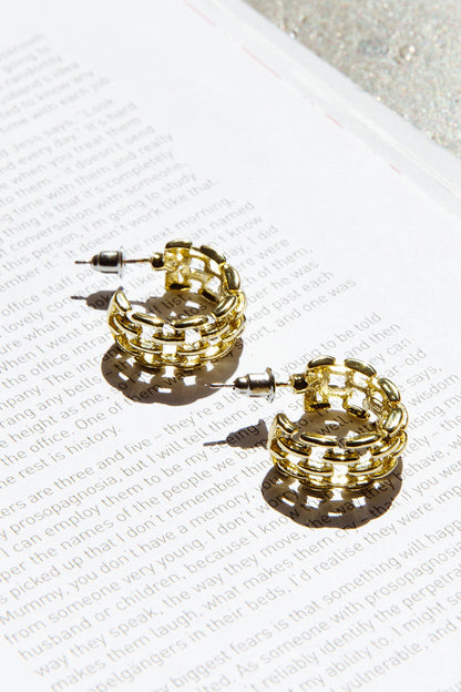Vivienne Square Link Small Hoop Earrings Gold