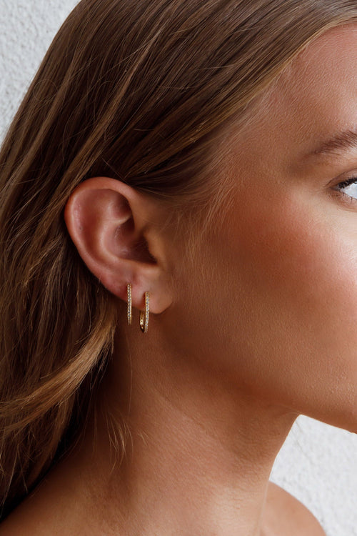 Ark Diamante Hoop Earrings Gold