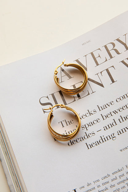 Mona Triple Hoop Earrings Gold