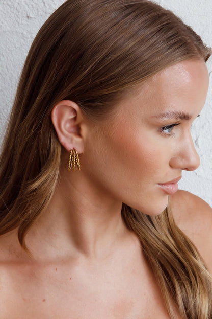 San Francisco Triple Open Hoop Earrings Gold