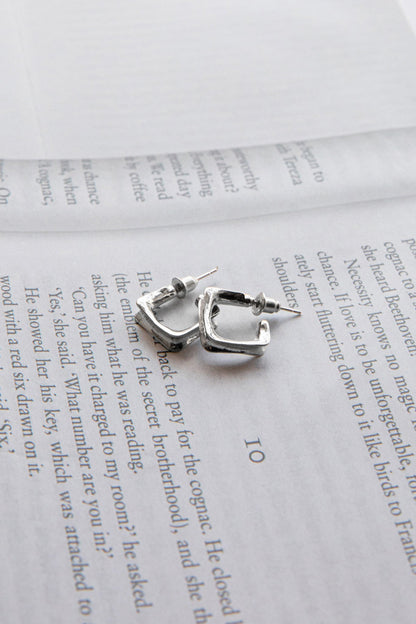 Isis Open Trapeze Hoop Earrings Silver