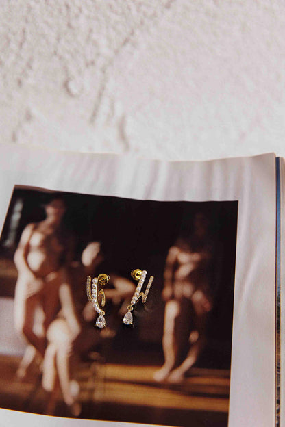 Dawn Double Pierce Illusion Earrings Gold