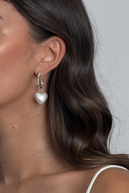 Paris Puffed Pearl Hoop Earrings Gold