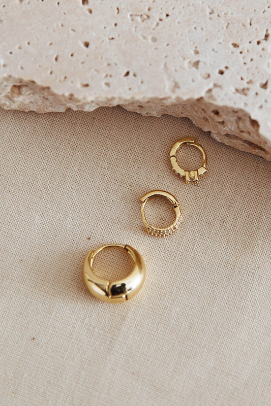 Luminate Crystal Earrings Set Gold