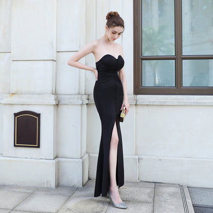 Evelyn strapless slit wrap dress