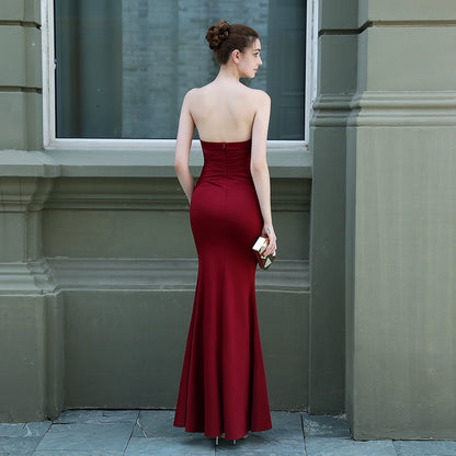Evelyn strapless slit wrap dress