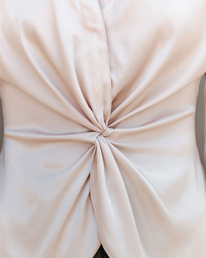 Flight Of Fancy Satin Twist Front Blouse - Cream