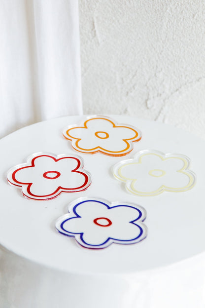Flower Feeling 4pc Acrylic Coaster Set