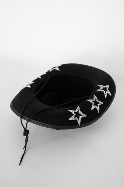Bobby Rhinestone Star Cowboy Hat Black
