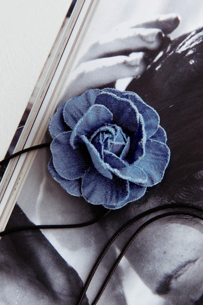 Averie Rosette Choker Necklace Denim