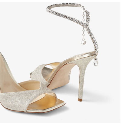 Crystal Rhinestone  Velvet  Strap High heel