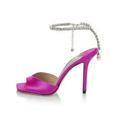 Crystal Rhinestone  Velvet  Strap High heel