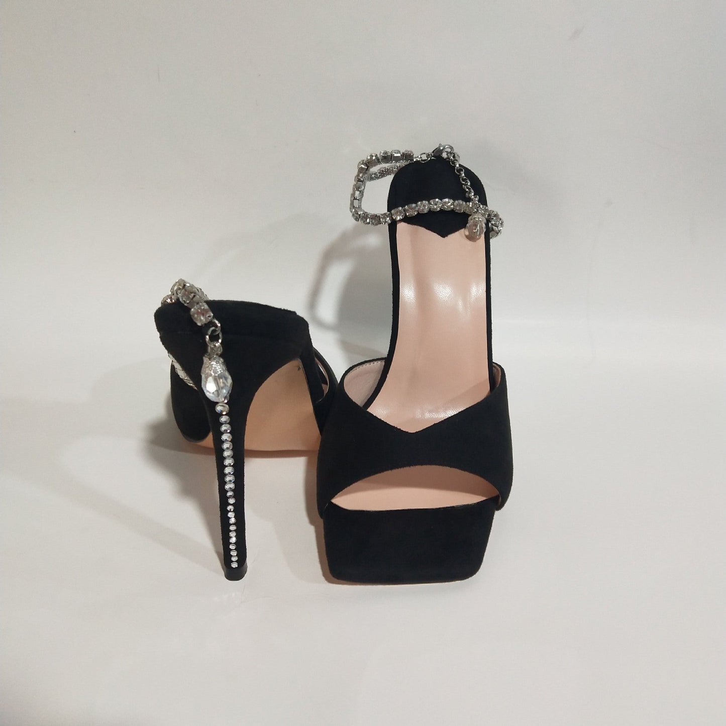 Crystal Rhinestone  Velvet  Strap High heel