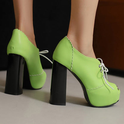 Cross-Strap Platform Peep-Toe High Heels