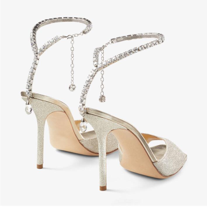 Crystal Rhinestone  Velvet  Strap High heel