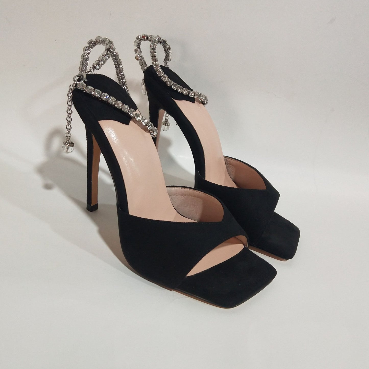 Crystal Rhinestone  Velvet  Strap High heel