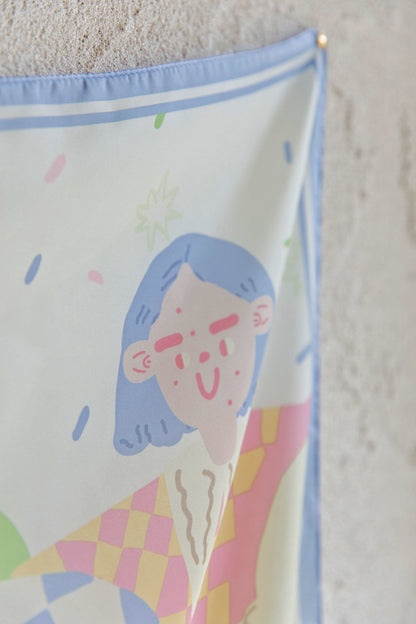 Positano Printed Square Scarf Blue