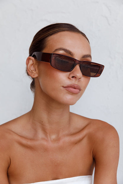 Hacker Classic 90's Square Frame Sunglasses Tea