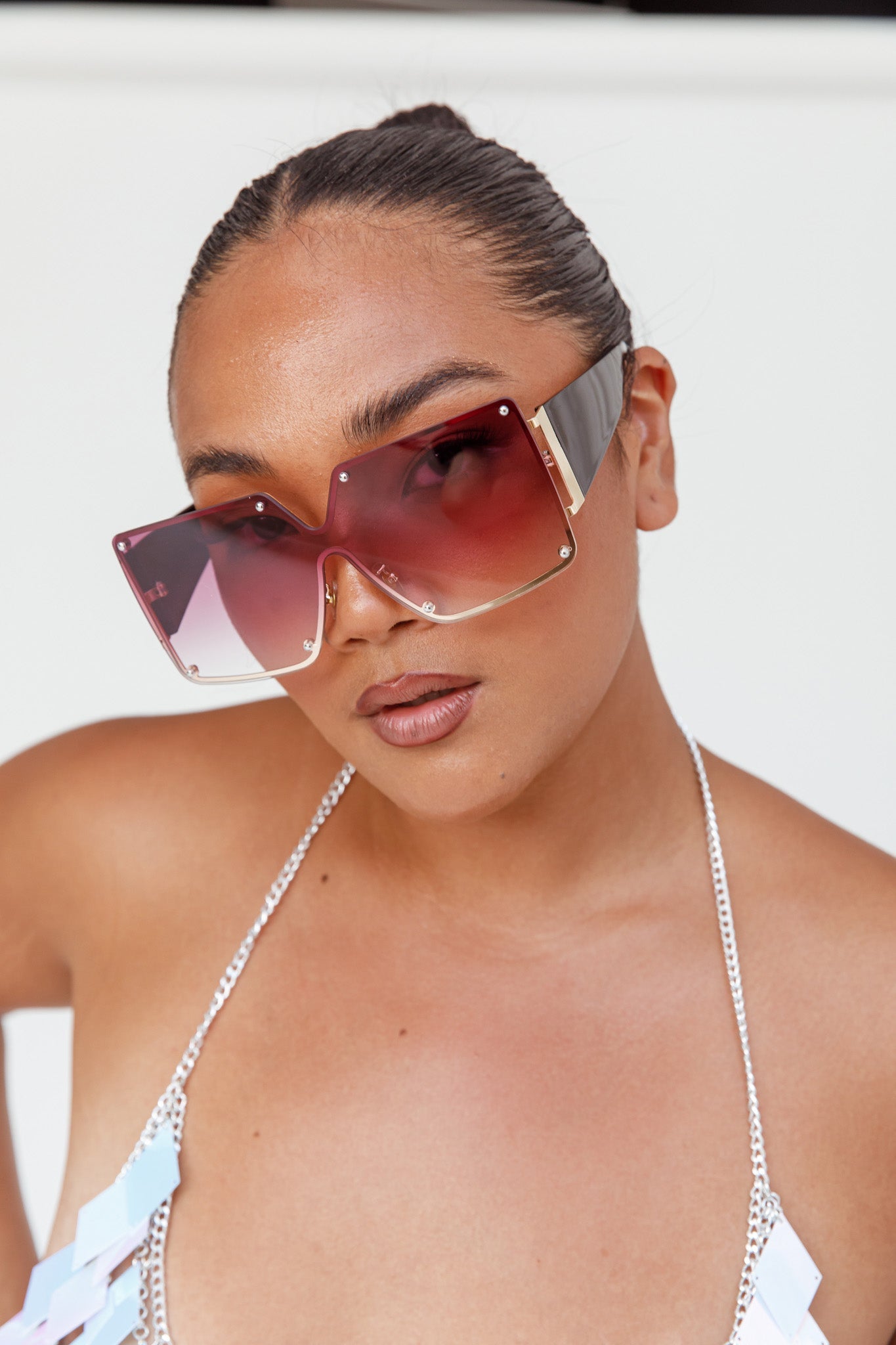 Fiery Square Frame Sunglasses Red