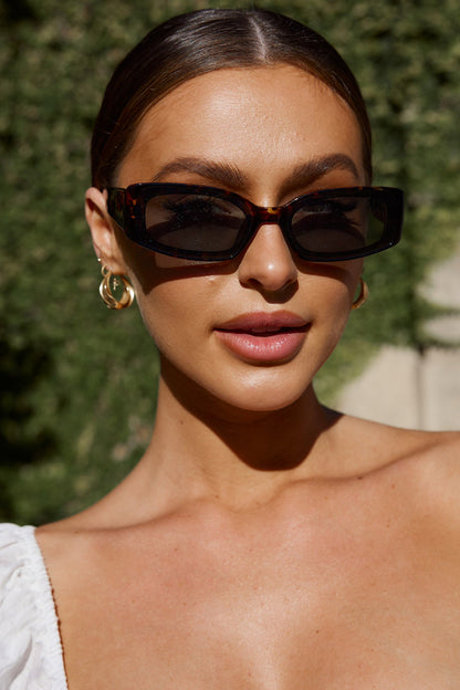 Kendall Slim Rectangle Sunglasses Tortoiseshell Brown