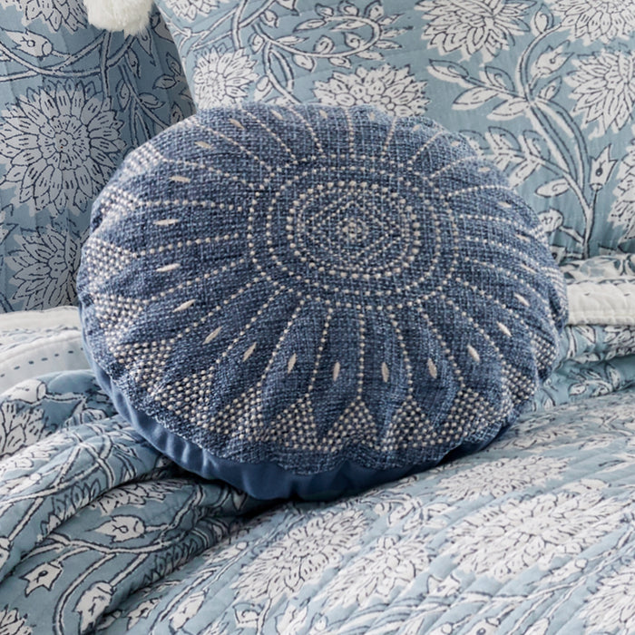 Levtex Home Adare Blue Round Pillow Decorative Pillows