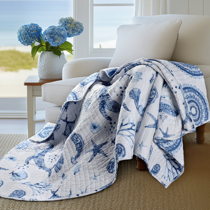 Batik Ocean Quilted Throw