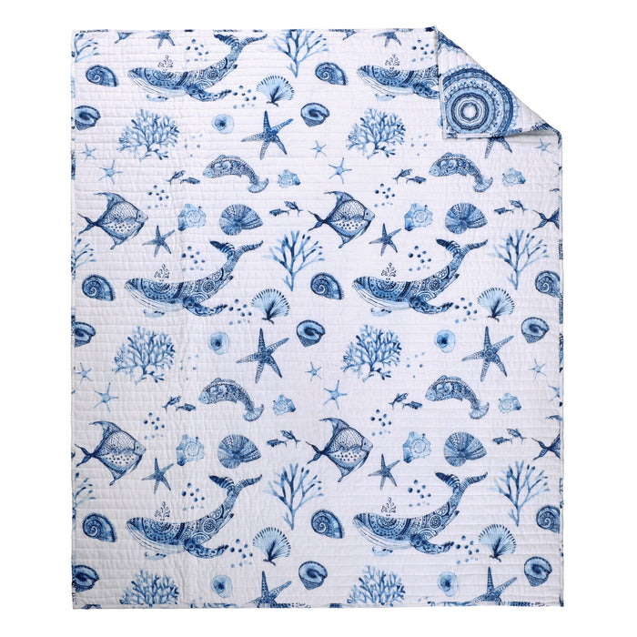Batik Ocean Quilted Throw