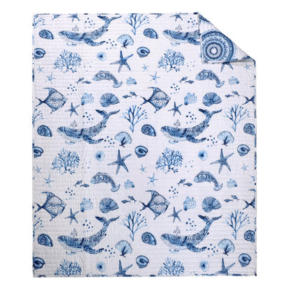 Batik Ocean Quilted Throw