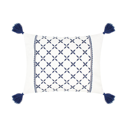 Belvedere Embroidered Tassels Pillow 14x18