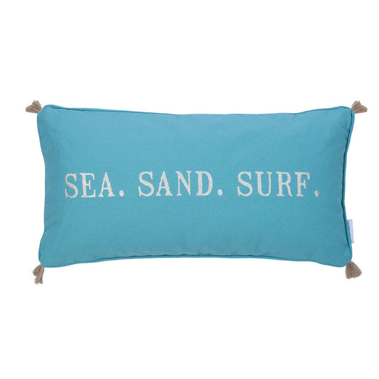 Levtex Home Blue Maui Embroidered Words/Tassels Pillow Decorative Pillows
