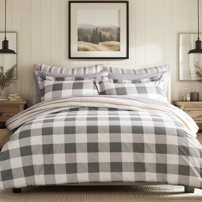 Camden Comforter Set featuring a classic buffalo check design in a cozy bedroom setting, perfect for a stylish home.