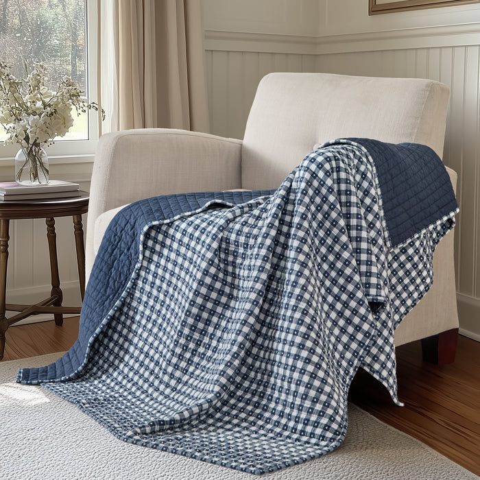 Camden Gingham Stitch Quilted Throw
