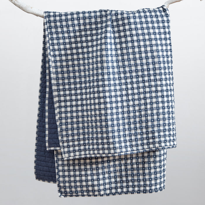 Camden Gingham Stitch Quilted Throw