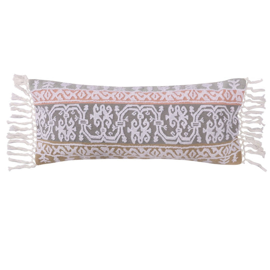 Levtex Home Carina Stripe Pieced Crewel Stitch Fringe Pillow Decorative Pillows
