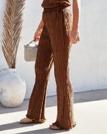 Drift Away Textured Pants - Chocolate