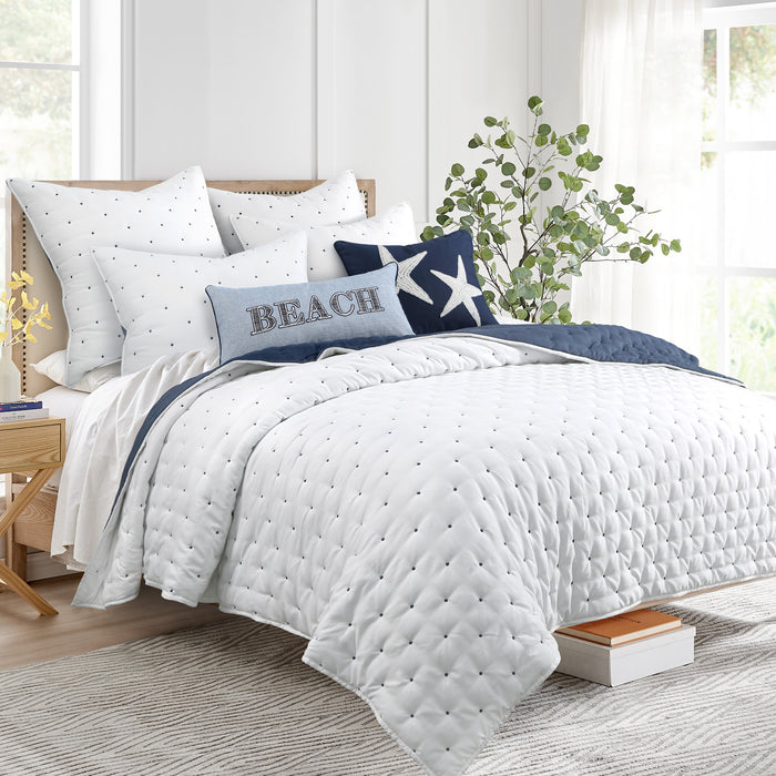 Levtex Home Embroidered Swiss Dot Navy Quilt Set Quilts