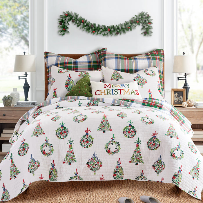 Levtex Home Festive Baubles Merry Christmas Pillow Decorative Pillows