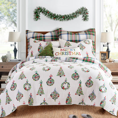 Levtex Home Festive Baubles Merry Christmas Pillow Decorative Pillows