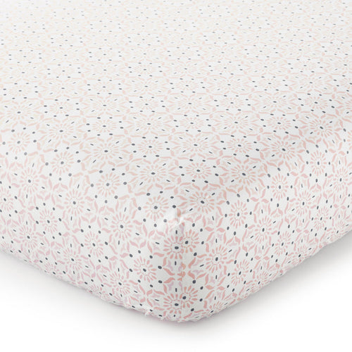 Levtex Home Fiori Blush/Gold Medallion Cotton Crib Fitted Sheet Crib Fitted Sheets