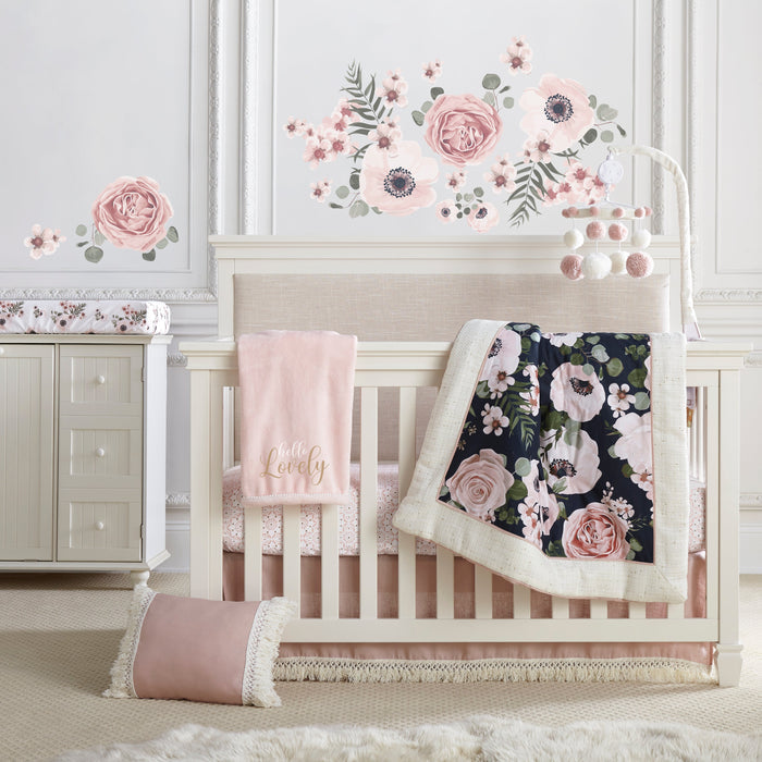 Levtex Home Fiori Blush/Gold Medallion Cotton Crib Fitted Sheet Crib Fitted Sheets