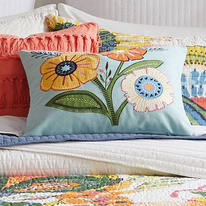 Levtex Home Grandiflora Garden Applique Pillow Decorative Pillows
