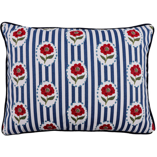 Heritage Bloom floral Bouquets on Stripes Pillow