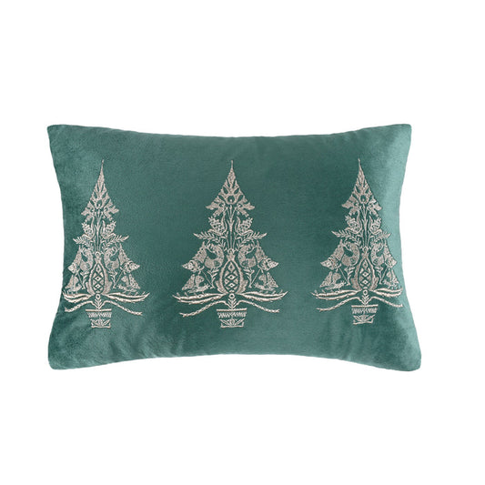 Holly & Thistle Embroidered Metalic Trees Pillow 12x18