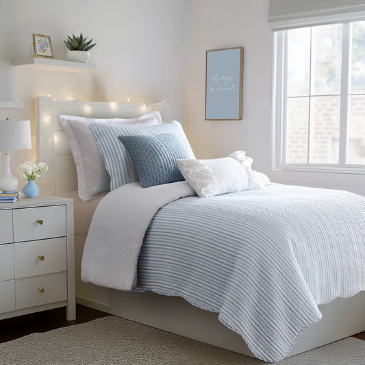 Levtex Home Martha Stripe Blue Quilt Set Quilts