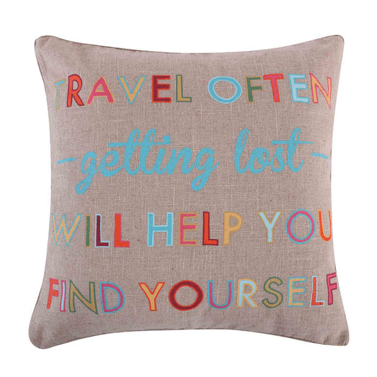 Levtex Home Mayla Travel Often Burlap Pillow Decorative Pillows