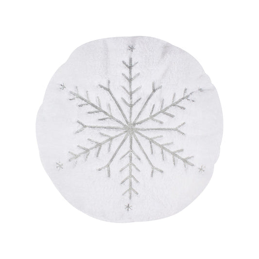 Levtex Home O Christmas Tree Round Metallic Snowflake Pillow Decorative Pillows
