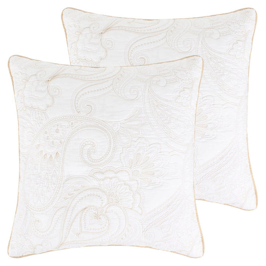 Levtex Home Perla White Euro Shams Set of 2 Euro Shams