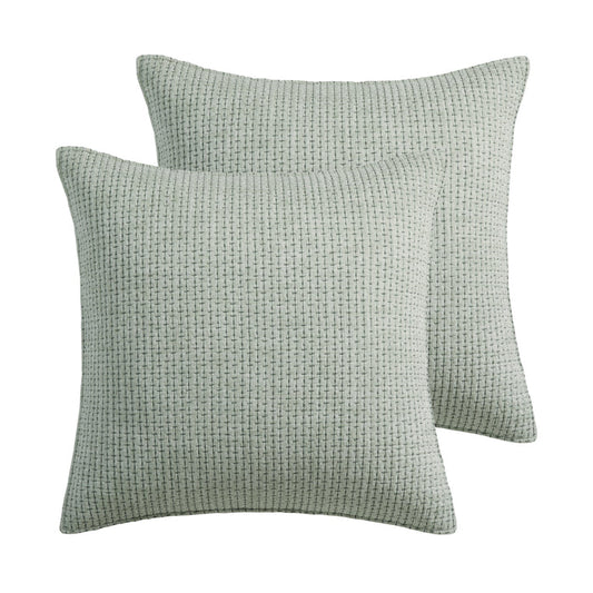 Pick-Stitch Artisan Euro Sham Set of 2 in soft green fabric with pick-stitch detailing, perfect for a casual layered look.